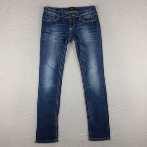 Express REROCK Jeans Womens 6 Blue Skinny Dark Wash Denim